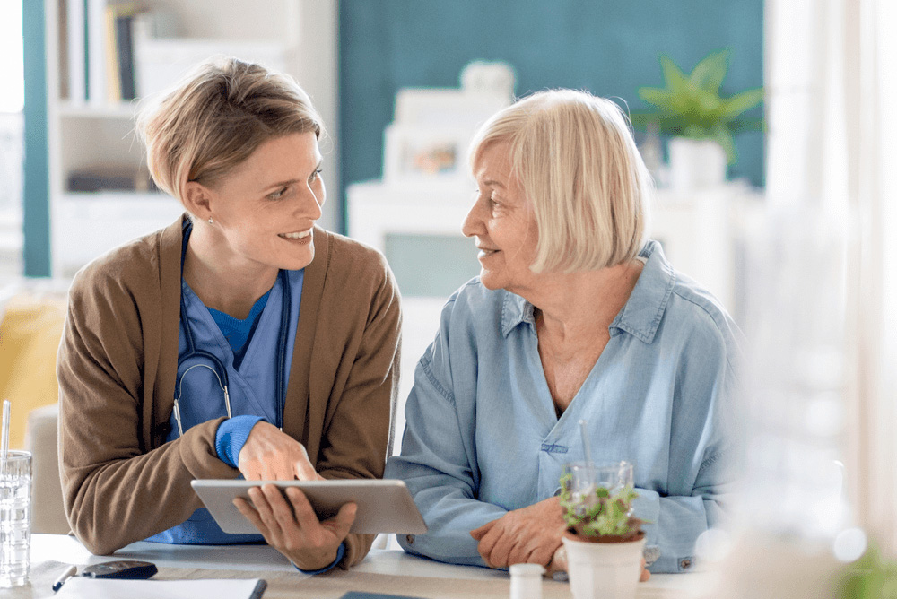 Care worker with client